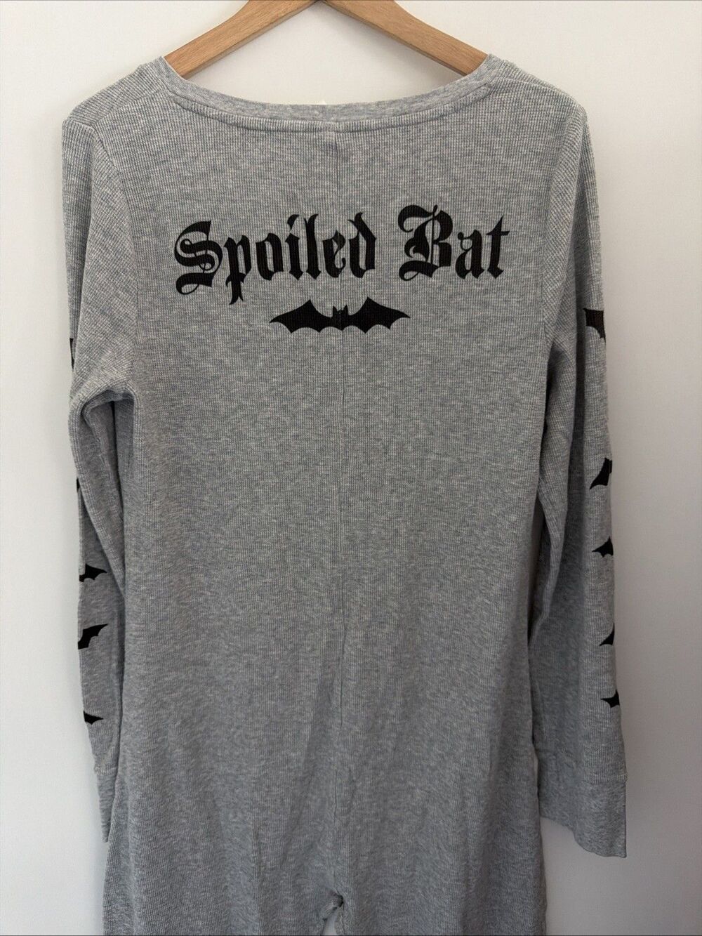 Pink Victoria’s Secret Bats Thermal One Piece XL Spoiled Bat Grey Sexy Halloween - Picture 6 of 16